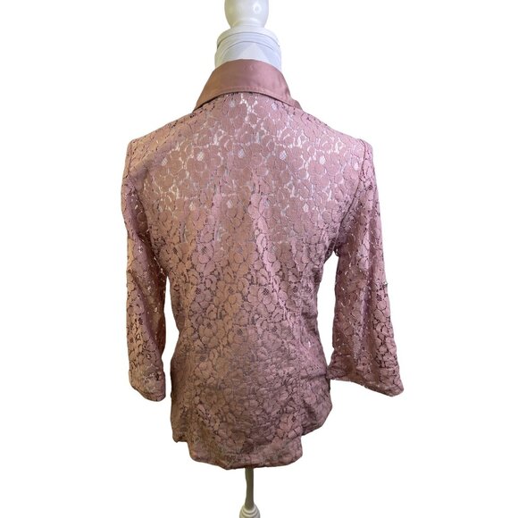 Halo Button Down Lace Blouse Small Dusty Pink Lace - Picture 4 of 8